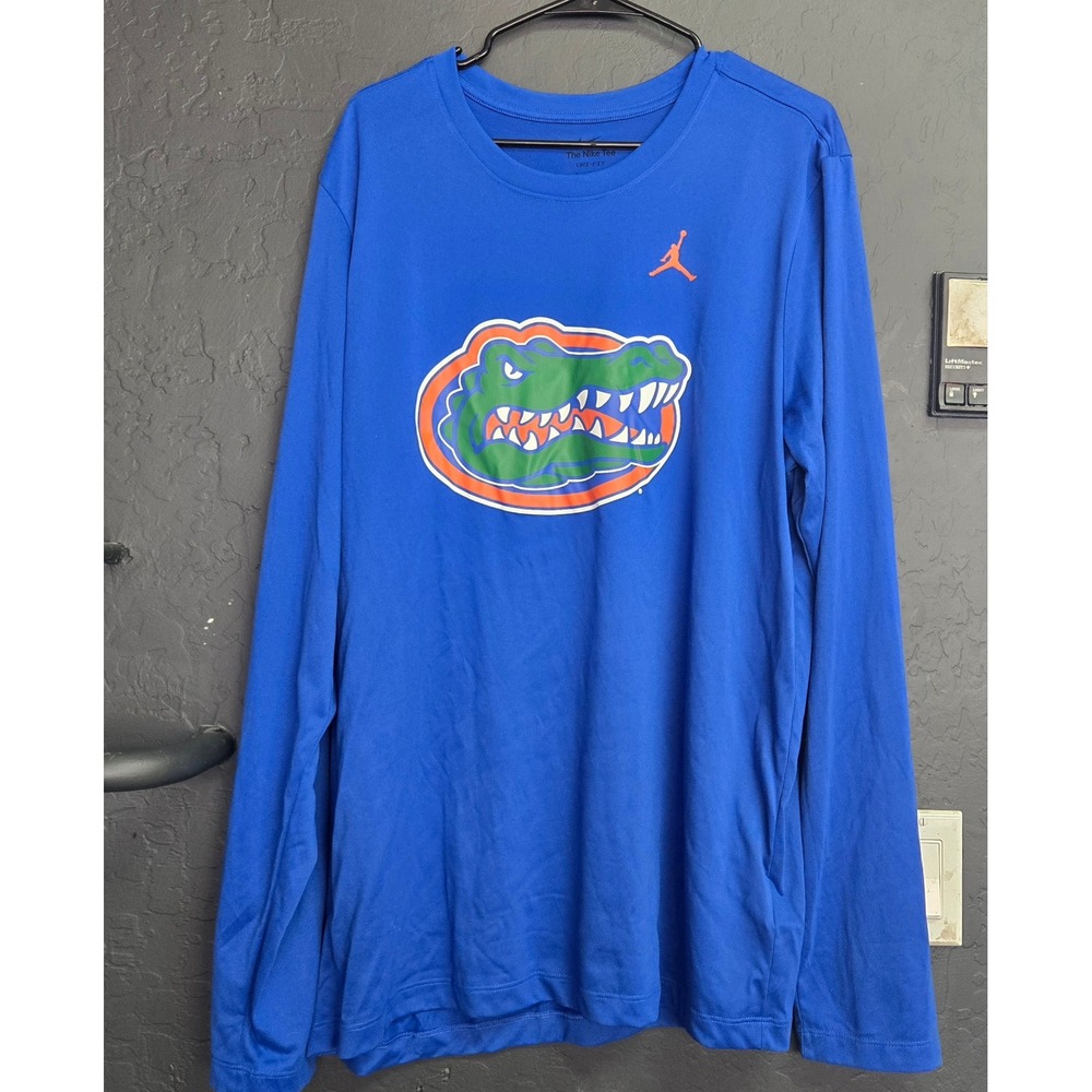 Jordan Florida Gators Nike Dri-FIT Long Sleeve Shirt Blue Mens XL Jumpman NCAA